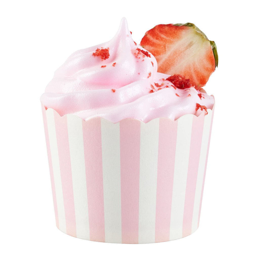 Panificio 3 oz Round Stripe Pink Paper Mini Baking Cup - Scalloped - 2 1/2" x 2 1/2" x 1 3/4" - 200 count box