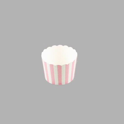 Panificio 3 oz Round Stripe Pink Paper Mini Baking Cup - Scalloped - 2 1/2" x 2 1/2" x 1 3/4" - 200 count box