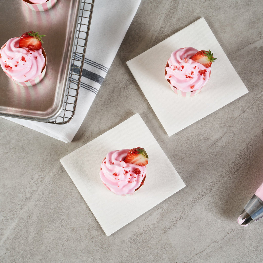 Panificio 3 oz Round Stripe Pink Paper Mini Baking Cup - Scalloped - 2 1/2" x 2 1/2" x 1 3/4" - 200 count box