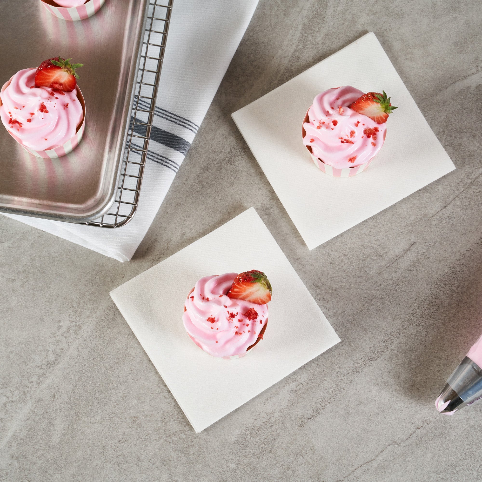 Panificio 3 oz Round Stripe Pink Paper Mini Baking Cup - Scalloped - 2 1/2" x 2 1/2" x 1 3/4" - 200 count box