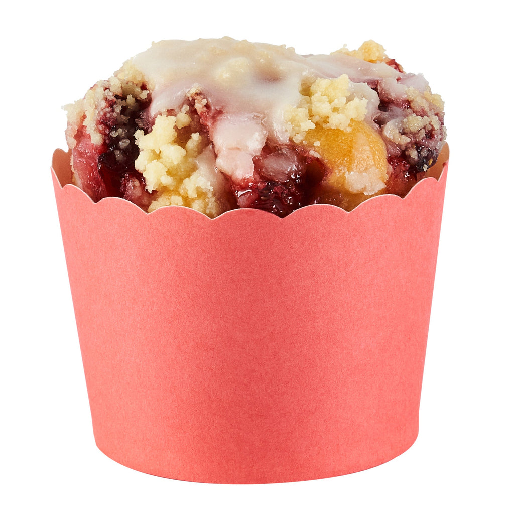 Panificio 3 oz Round Red Paper Mini Baking Cup - Scalloped - 2 1/2" x 2 1/2" x 1 3/4" - 200 count box