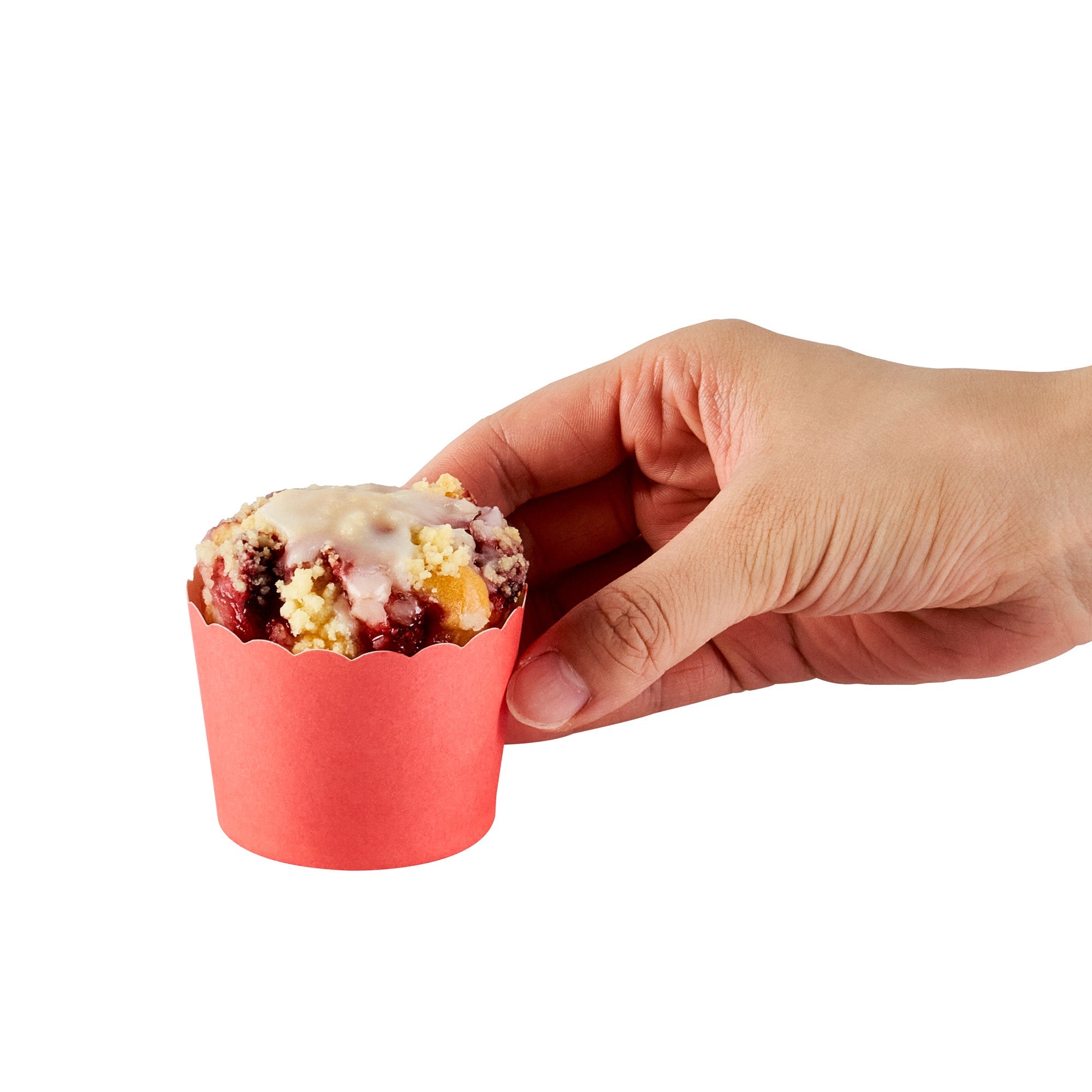 Panificio 3 oz Round Red Paper Mini Baking Cup - Scalloped - 2 1/2" x 2 1/2" x 1 3/4" - 200 count box