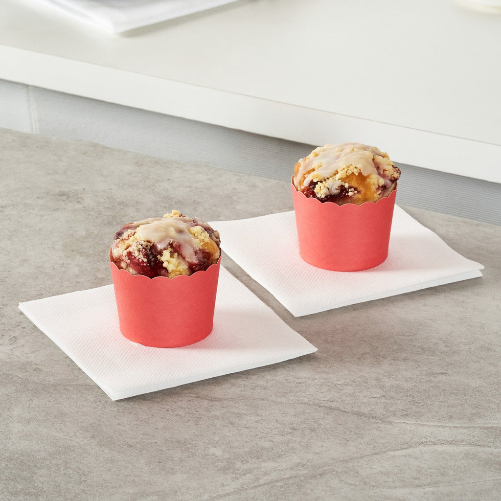 Panificio 3 oz Round Red Paper Mini Baking Cup - Scalloped - 2 1/2" x 2 1/2" x 1 3/4" - 200 count box