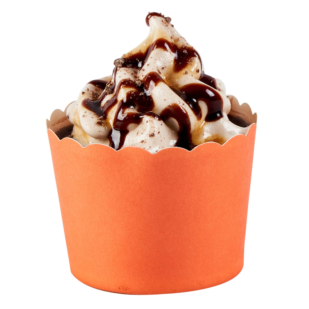Panificio 3 oz Round Orange Paper Mini Baking Cup - Scalloped - 2 1/2" x 2 1/2" x 1 3/4" - 200 count box