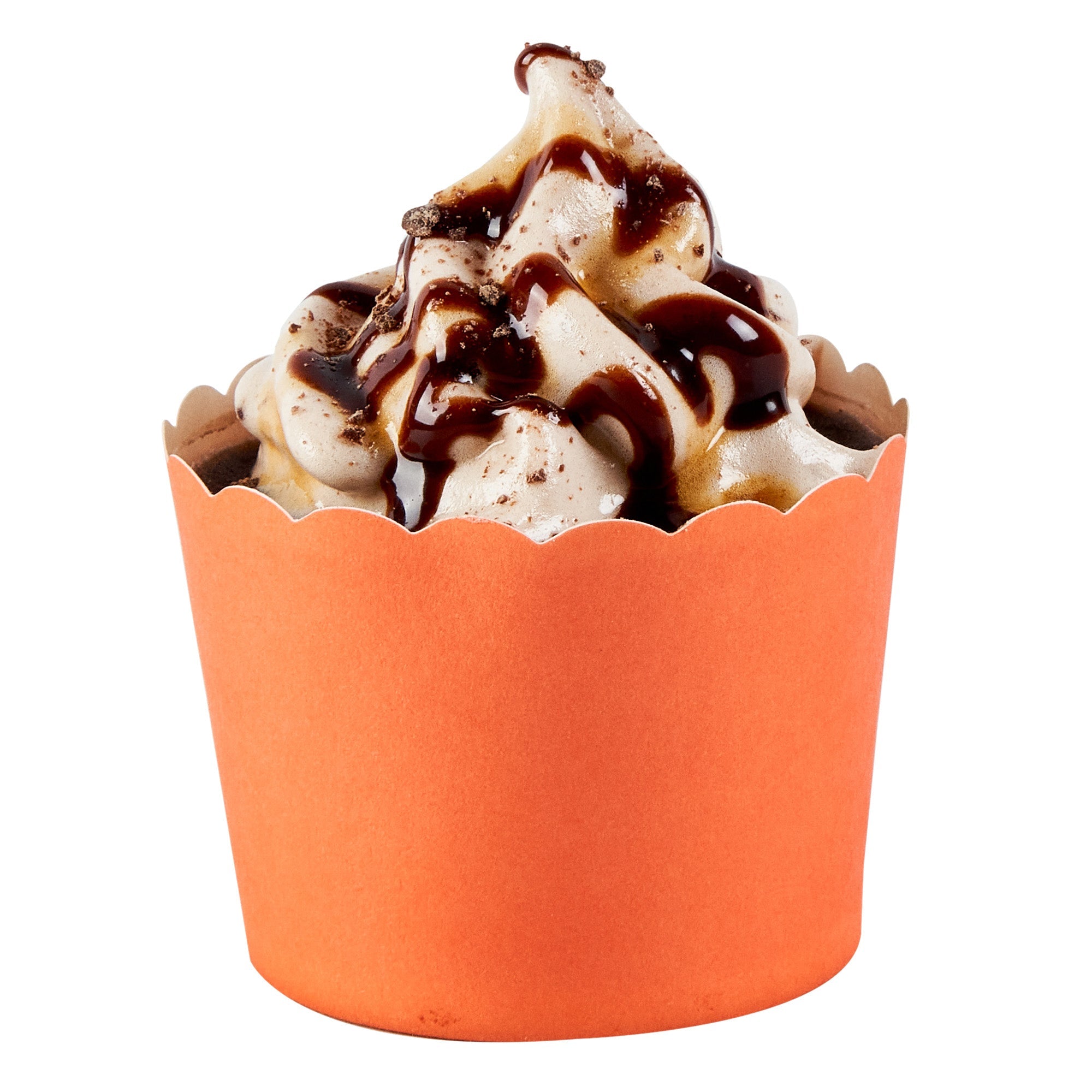 Panificio 3 oz Round Orange Paper Mini Baking Cup - Scalloped - 2 1/2" x 2 1/2" x 1 3/4" - 200 count box