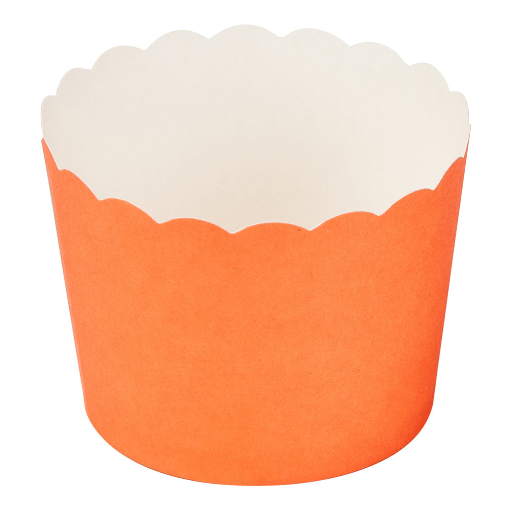 Panificio 3 oz Round Orange Paper Mini Baking Cup - Scalloped - 2 1/2" x 2 1/2" x 1 3/4" - 200 count box