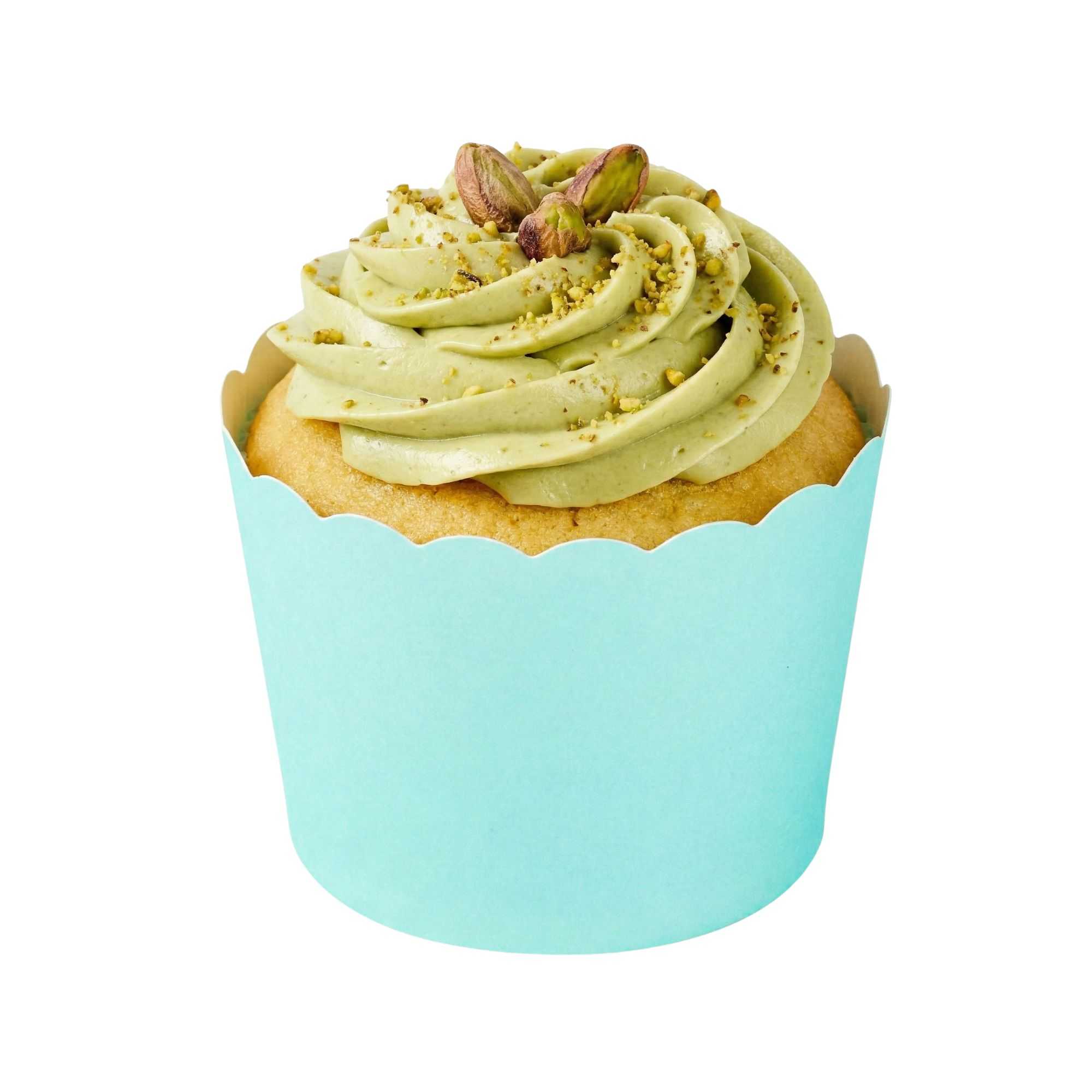 Panificio 3 oz Round Turquoise Paper Mini Baking Cup - Scalloped - 2 1/2" x 2 1/2" x 1 3/4" - 200 count box