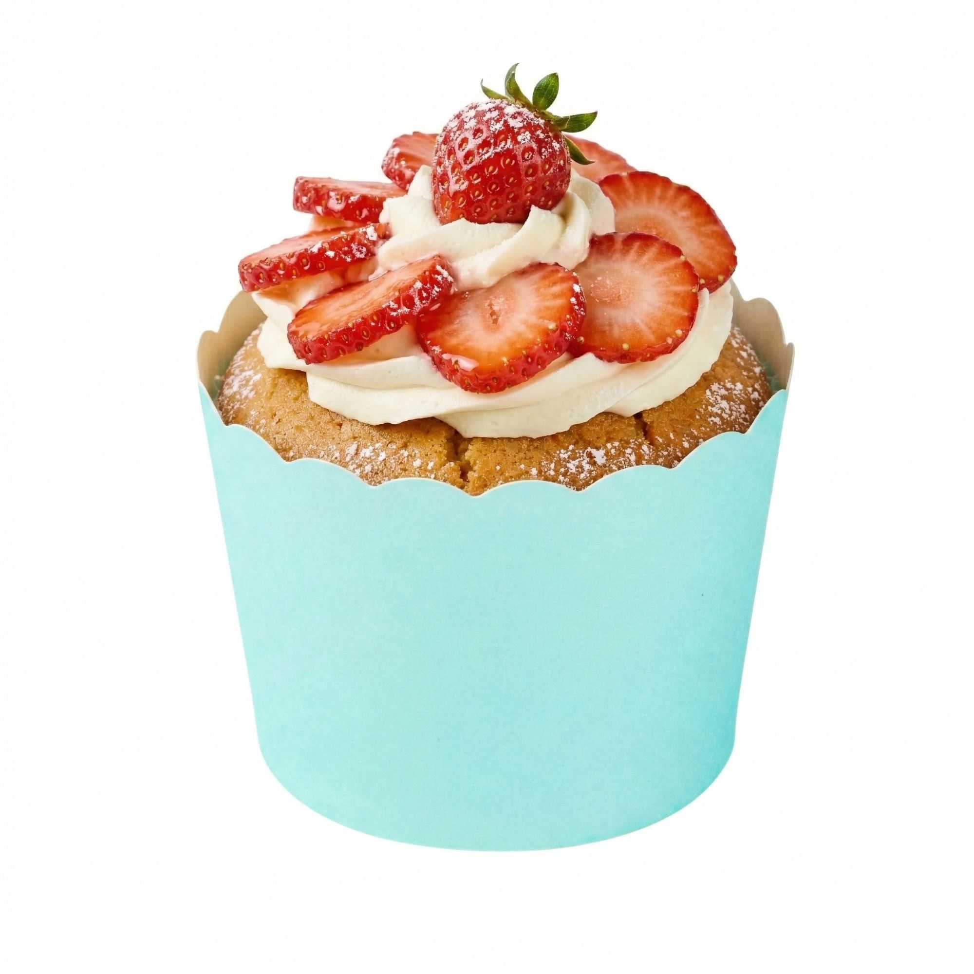 Panificio 3 oz Round Turquoise Paper Mini Baking Cup - Scalloped - 2 1/2" x 2 1/2" x 1 3/4" - 200 count box