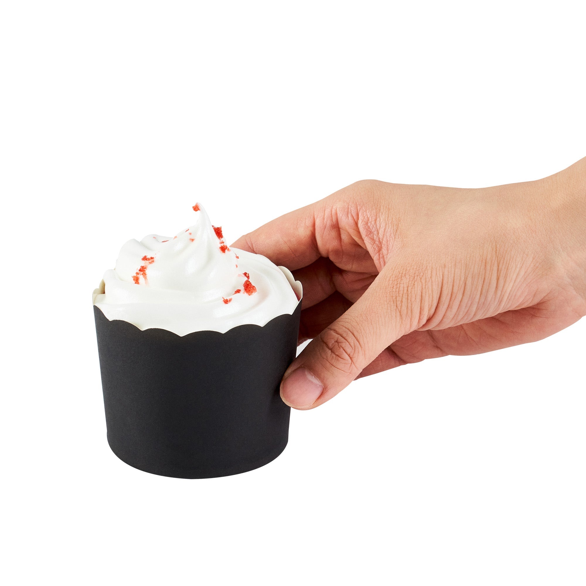 Panificio 6 oz Round Black Paper Classic Baking Cup - Scalloped - 2 3/4" x 2 3/4" x 2 1/4" - 200 count box