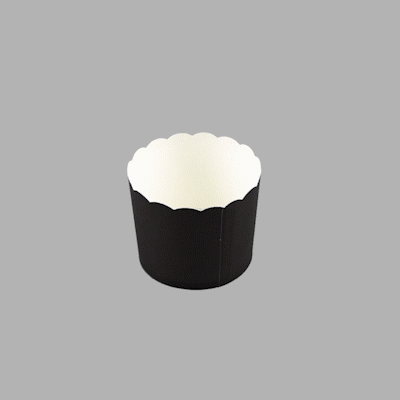 Panificio 6 oz Round Black Paper Classic Baking Cup - Scalloped - 2 3/4" x 2 3/4" x 2 1/4" - 200 count box