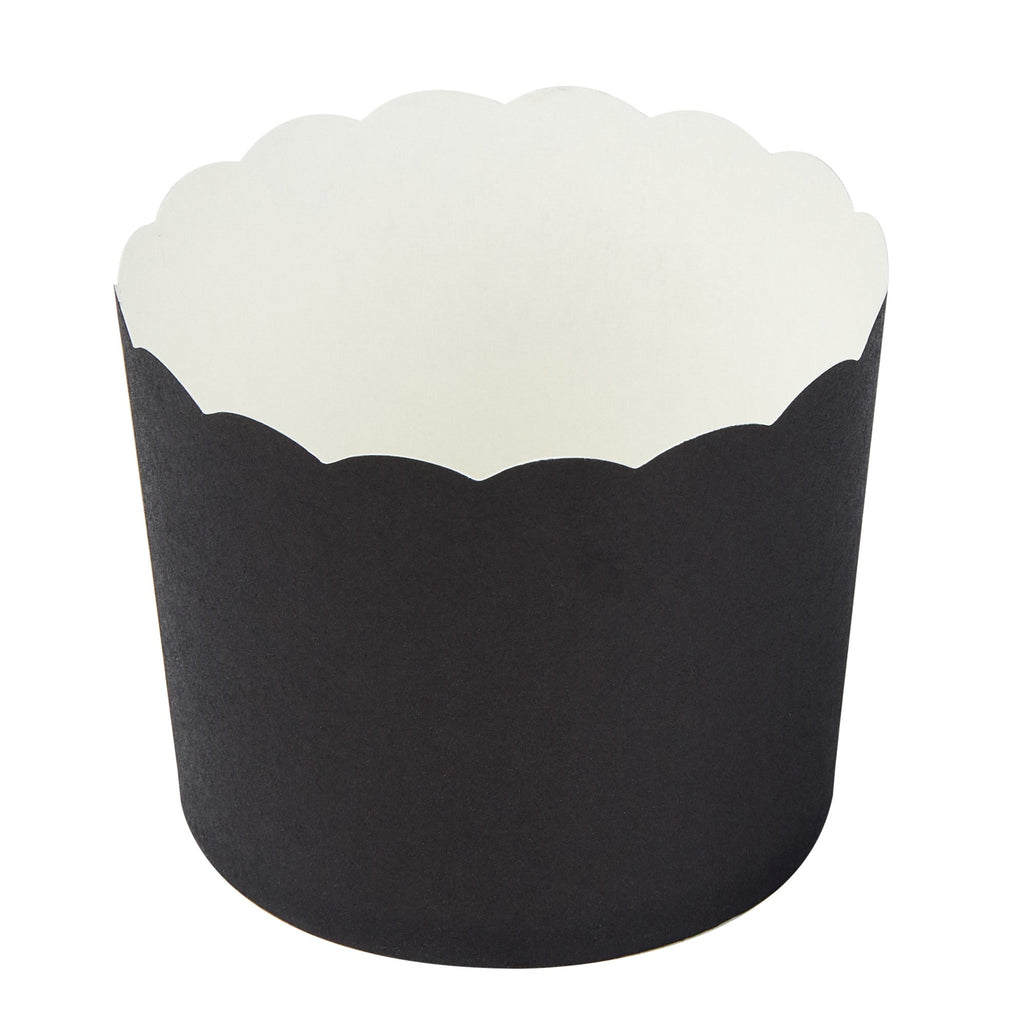 Panificio 6 oz Round Black Paper Classic Baking Cup - Scalloped - 2 3/4" x 2 3/4" x 2 1/4" - 200 count box