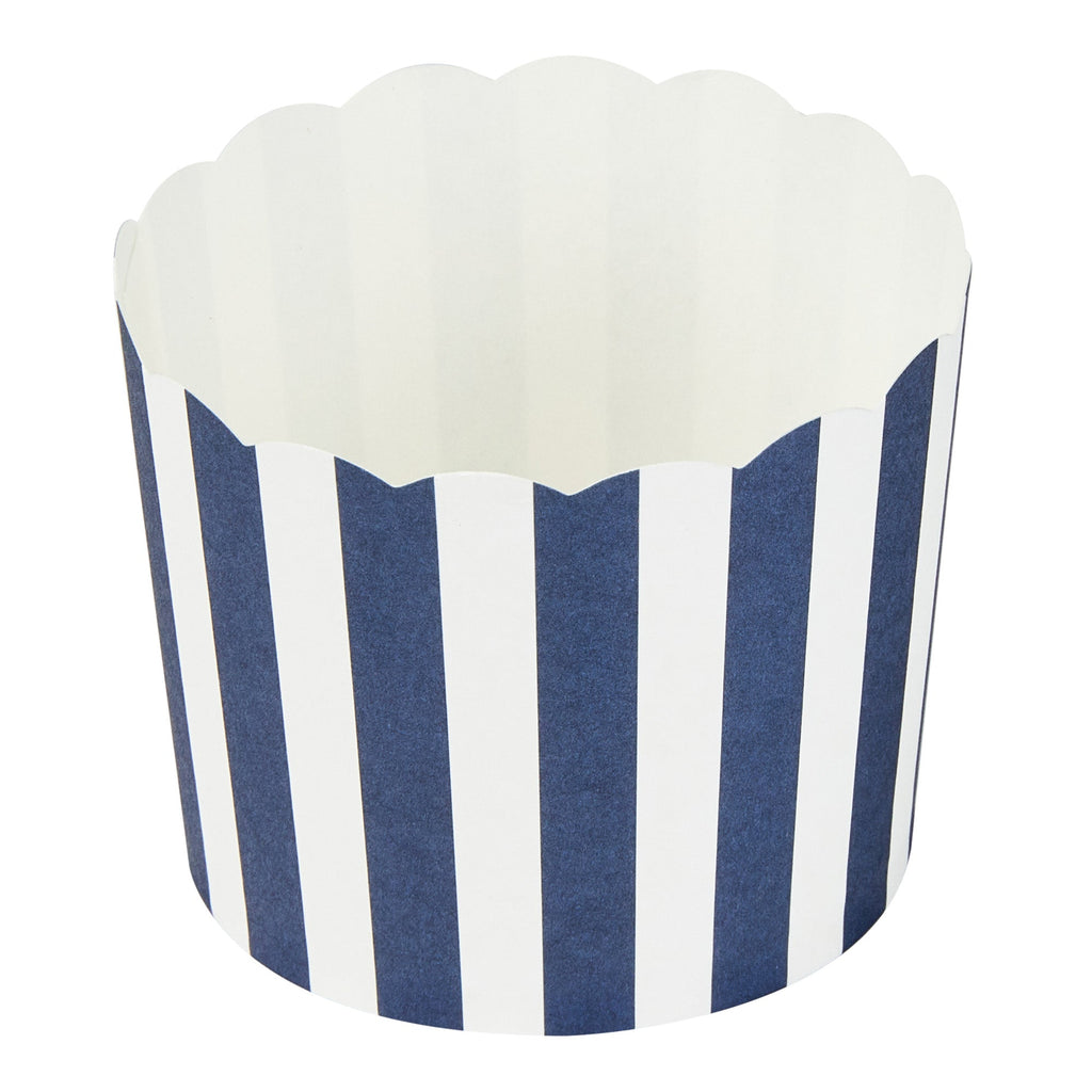 Panificio 6 oz Round Stripe Blue Paper Classic Baking Cup - Scalloped - 2 3/4" x 2 3/4" x 2 1/4" - 200 count box