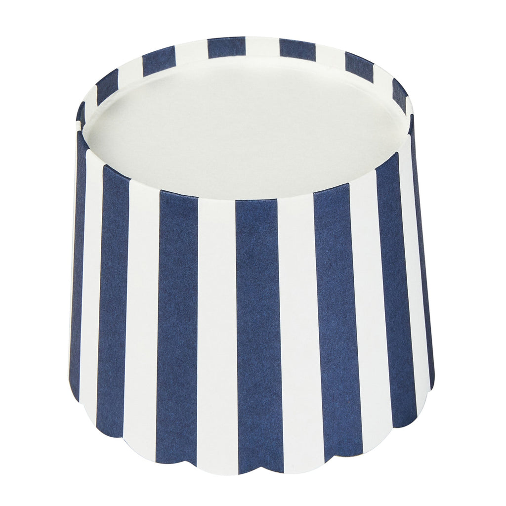 Panificio 6 oz Round Stripe Blue Paper Classic Baking Cup - Scalloped - 2 3/4" x 2 3/4" x 2 1/4" - 200 count box