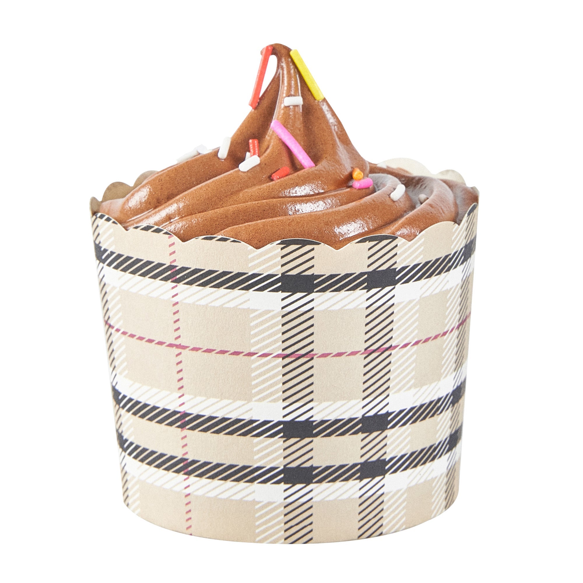 Panificio 6 oz Round Plaid Paper Classic Baking Cup - Scalloped - 2 3/4" x 2 3/4" x 2 1/4" - 200 count box