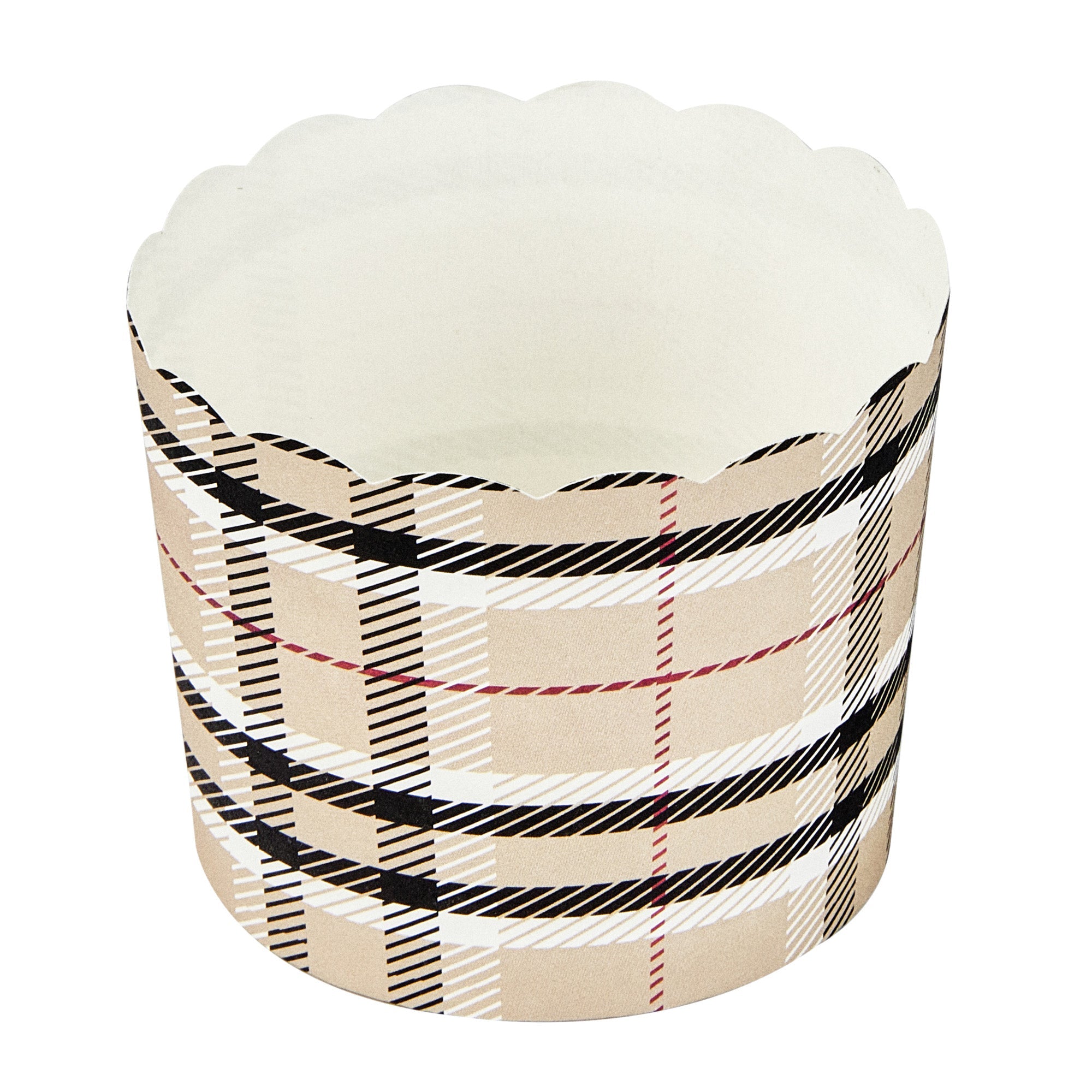 Panificio 6 oz Round Plaid Paper Classic Baking Cup - Scalloped - 2 3/4" x 2 3/4" x 2 1/4" - 200 count box