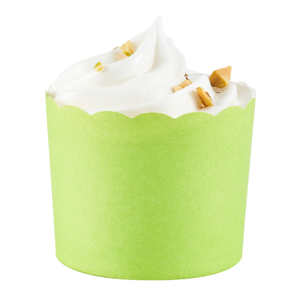 Panificio 6 oz Round Eco Green Paper Classic Baking Cup - Scalloped - 2 3/4" x 2 3/4" x 2 1/4" - 200 count box