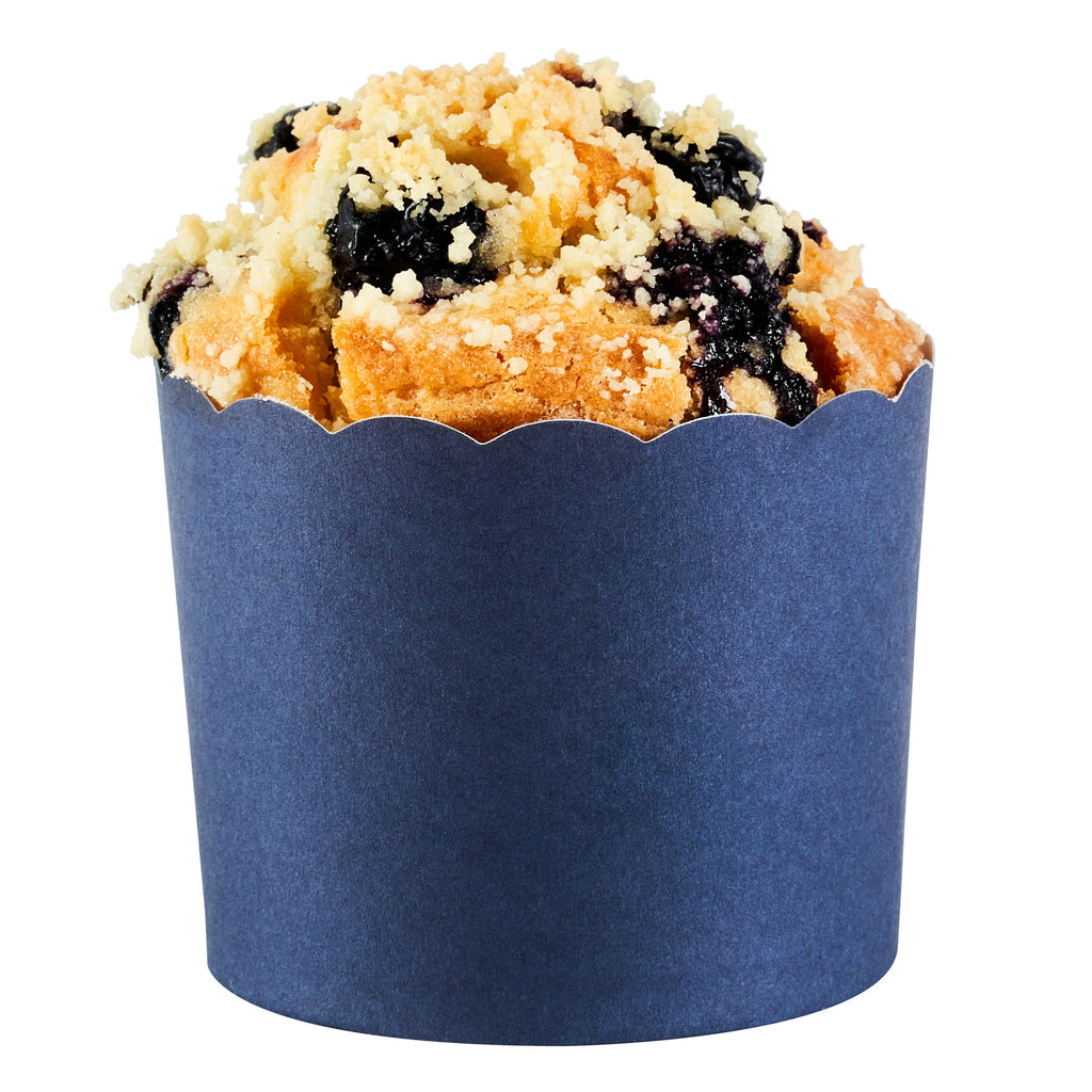 Panificio 6 oz Round Midnight Blue Paper Classic Baking Cup - Scalloped - 2 3/4" x 2 3/4" x 2 1/4" - 200 count box