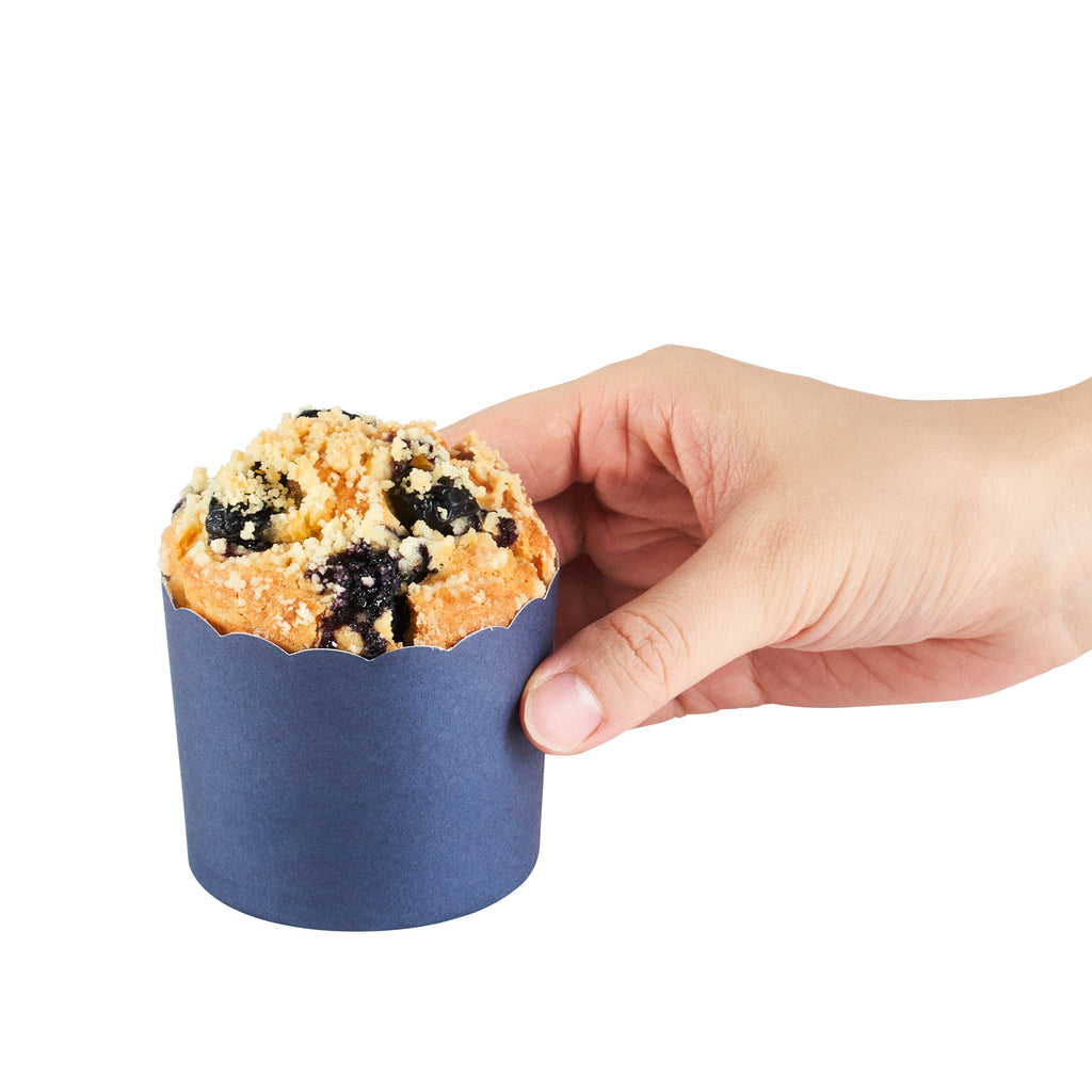 Panificio 6 oz Round Midnight Blue Paper Classic Baking Cup - Scalloped - 2 3/4" x 2 3/4" x 2 1/4" - 200 count box