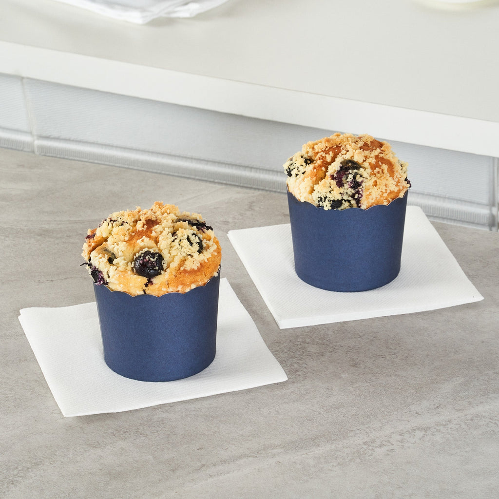 Panificio 6 oz Round Midnight Blue Paper Classic Baking Cup - Scalloped - 2 3/4" x 2 3/4" x 2 1/4" - 200 count box