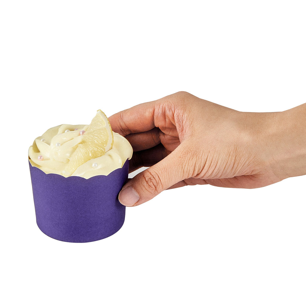 Panificio 6 oz Round Purple Paper Classic Baking Cup - Scalloped - 2 3/4" x 2 3/4" x 2 1/4" - 200 count box