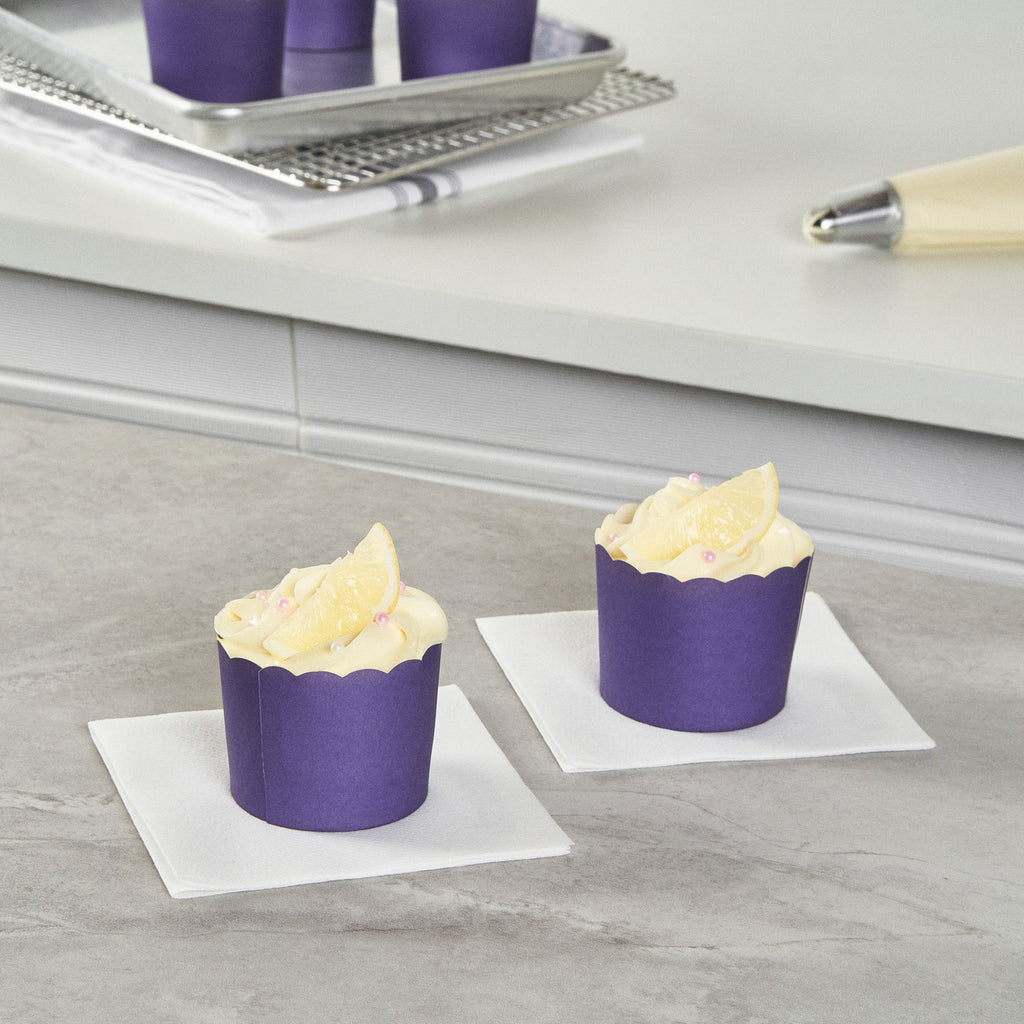 Panificio 6 oz Round Purple Paper Classic Baking Cup - Scalloped - 2 3/4" x 2 3/4" x 2 1/4" - 200 count box