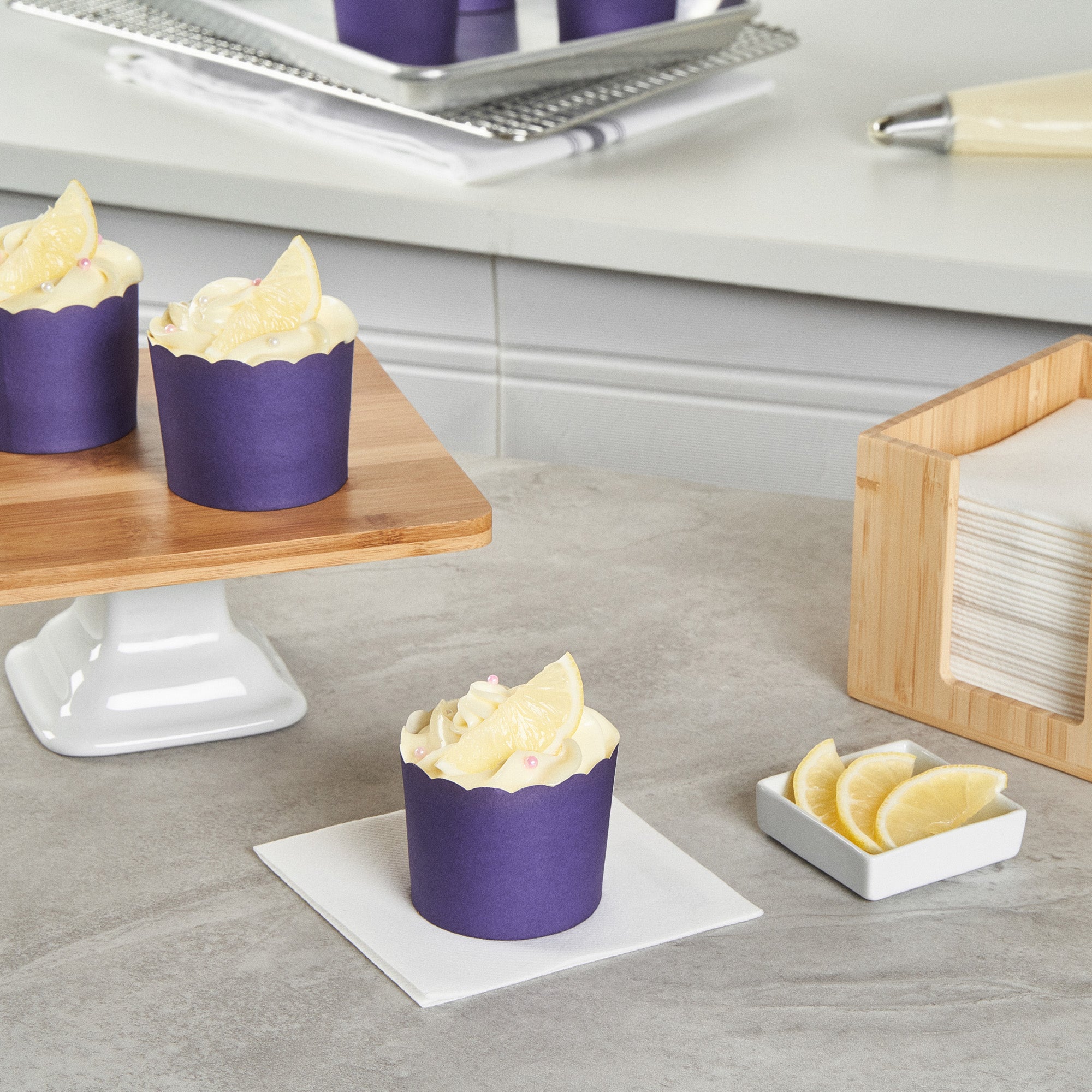 Panificio 6 oz Round Purple Paper Classic Baking Cup - Scalloped - 2 3/4" x 2 3/4" x 2 1/4" - 200 count box