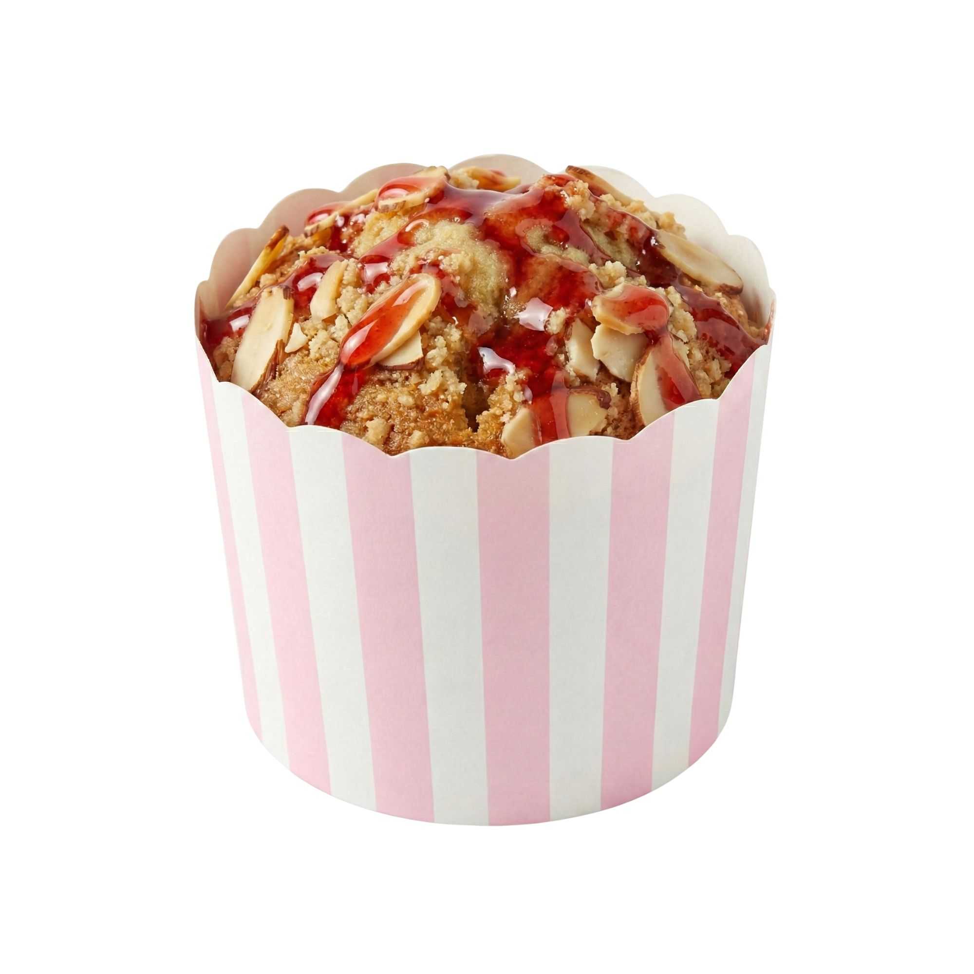 Panificio 6 oz Round Stripe Pink Paper Classic Baking Cup - Scalloped - 2 3/4" x 2 3/4" x 2 1/4" - 200 count box
