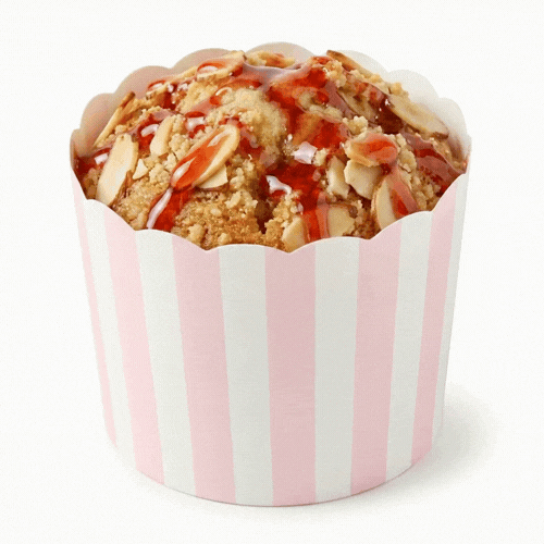 Panificio 6 oz Round Stripe Pink Paper Classic Baking Cup - Scalloped - 2 3/4" x 2 3/4" x 2 1/4" - 200 count box