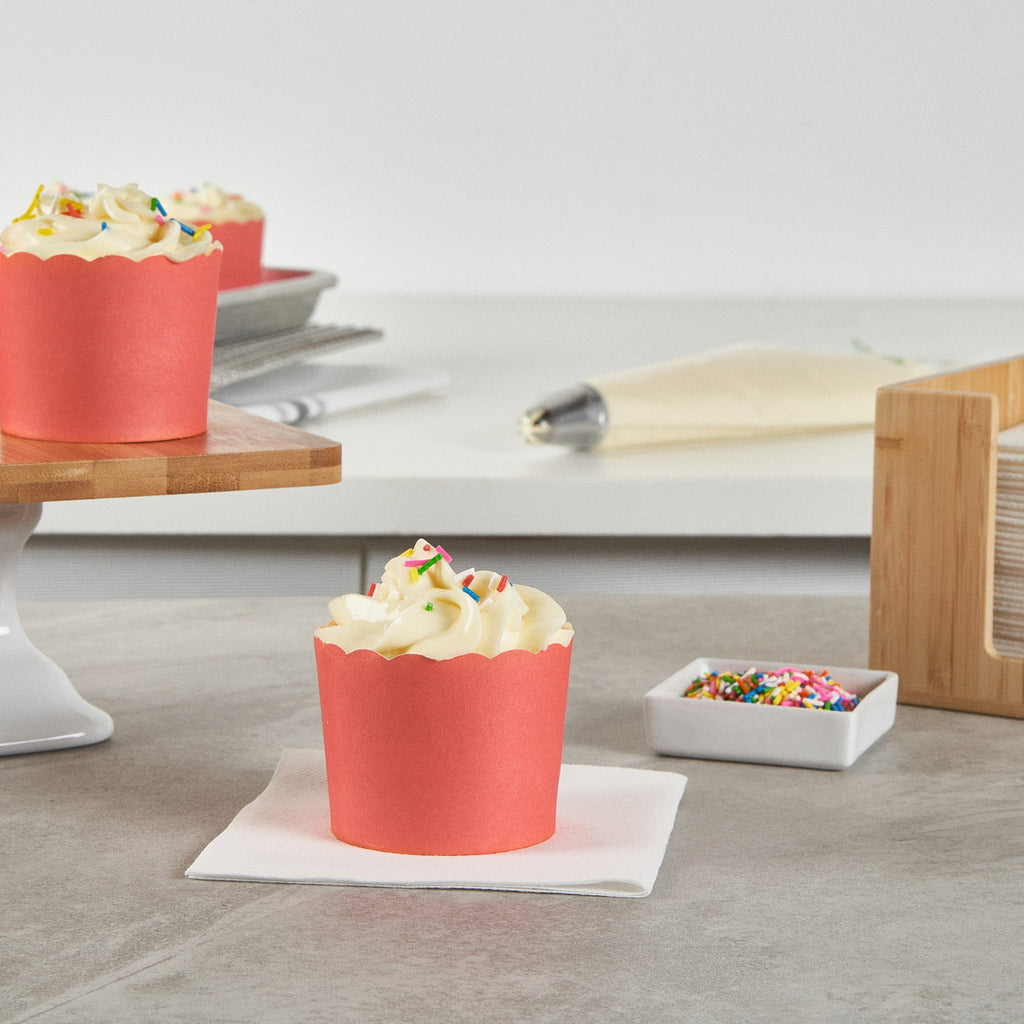 Panificio 6 oz Round Red Paper Classic Baking Cup - Scalloped - 2 3/4" x 2 3/4" x 2 1/4" - 200 count box