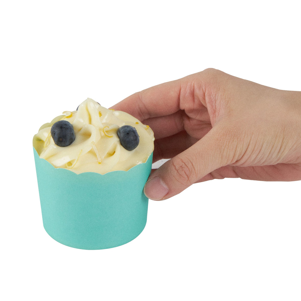 Panificio 6 oz Round Turquoise Paper Classic Baking Cup - Scalloped - 2 3/4" x 2 3/4" x 2 1/4" - 200 count box