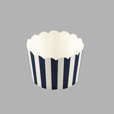 Panificio 10 oz Round Stripe Blue Paper Jumbo Baking Cup - Scalloped - 3 1/2" x 3 1/2" x 2 1/2" - 200 count box