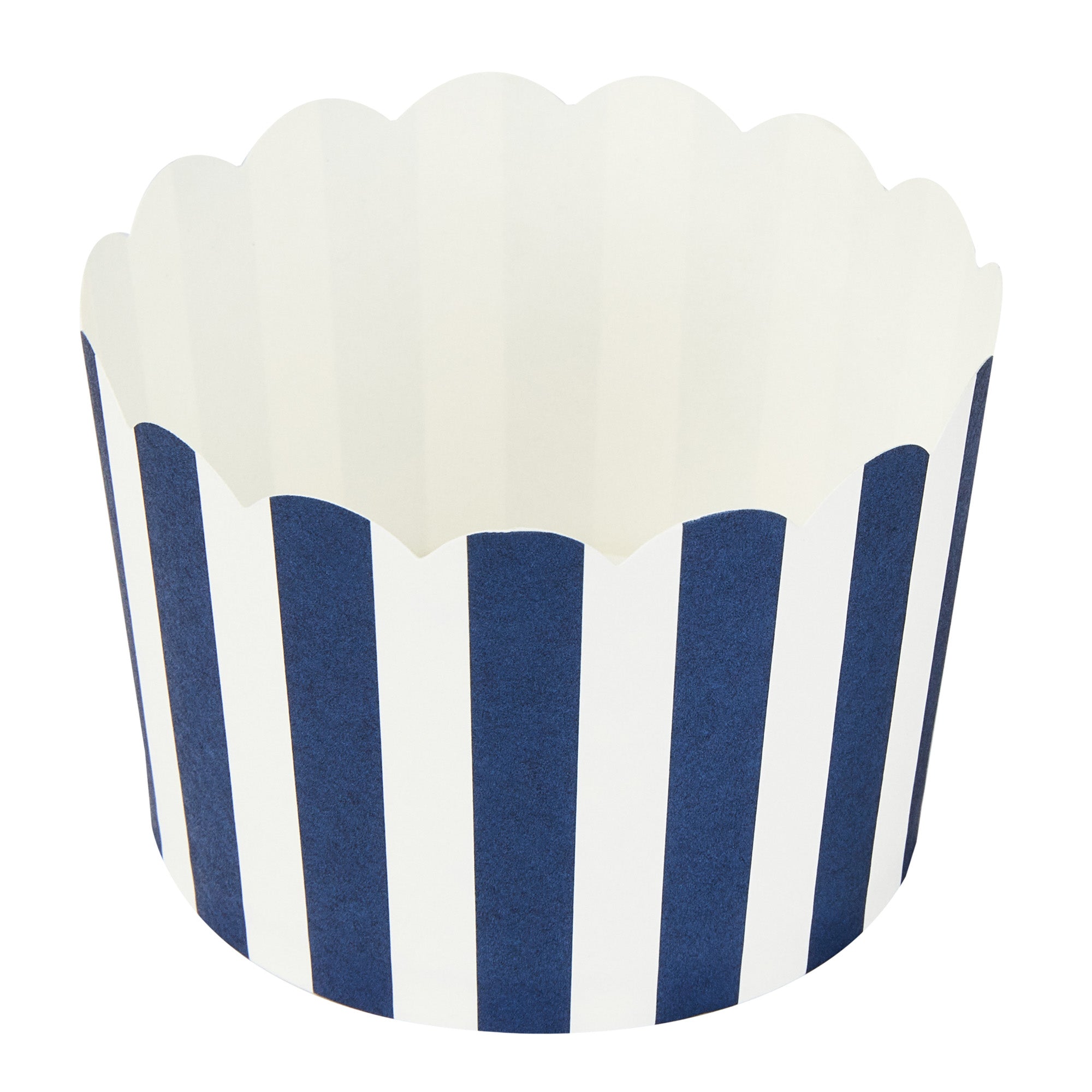 Panificio 10 oz Round Stripe Blue Paper Jumbo Baking Cup - Scalloped - 3 1/2" x 3 1/2" x 2 1/2" - 200 count box