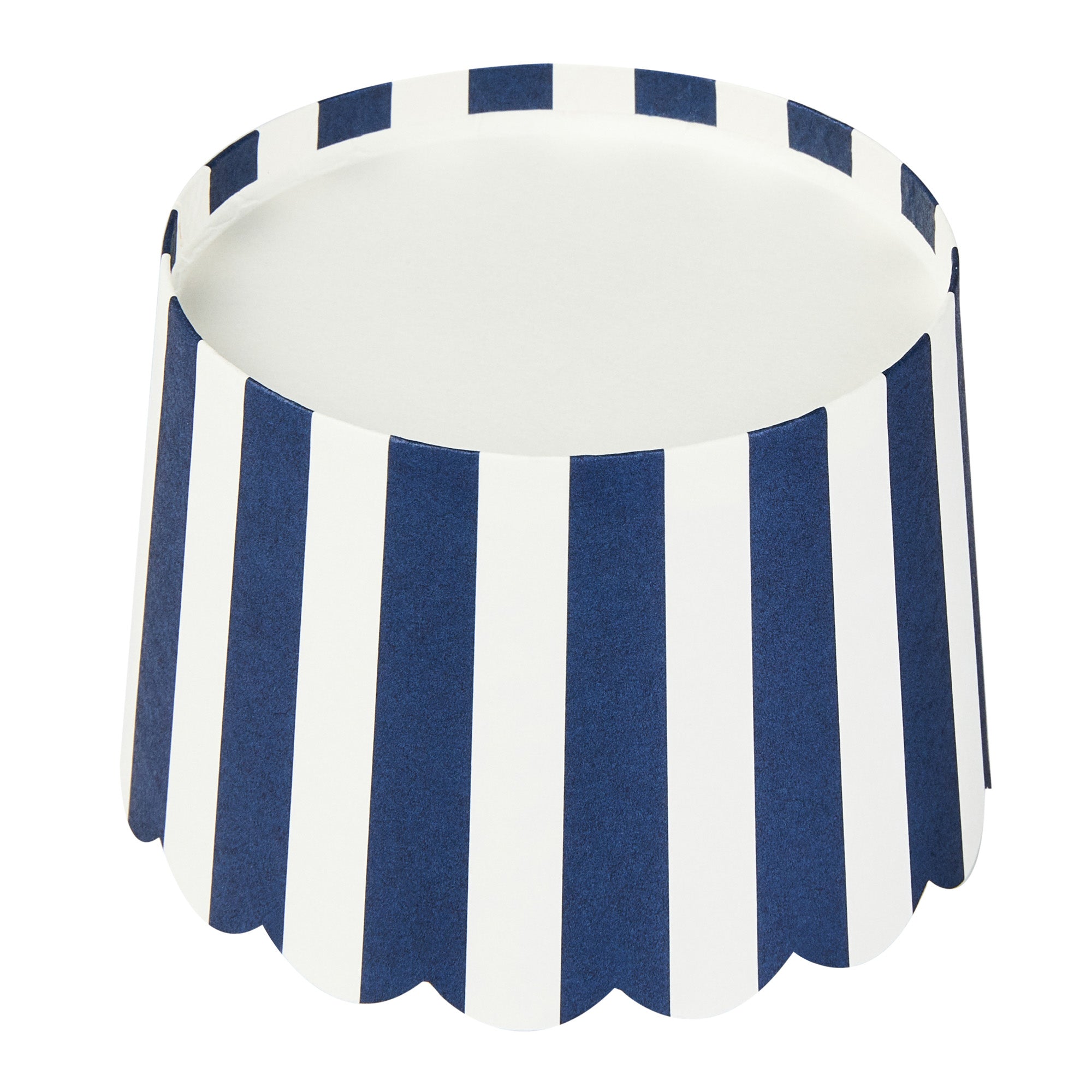 Panificio 10 oz Round Stripe Blue Paper Jumbo Baking Cup - Scalloped - 3 1/2" x 3 1/2" x 2 1/2" - 200 count box
