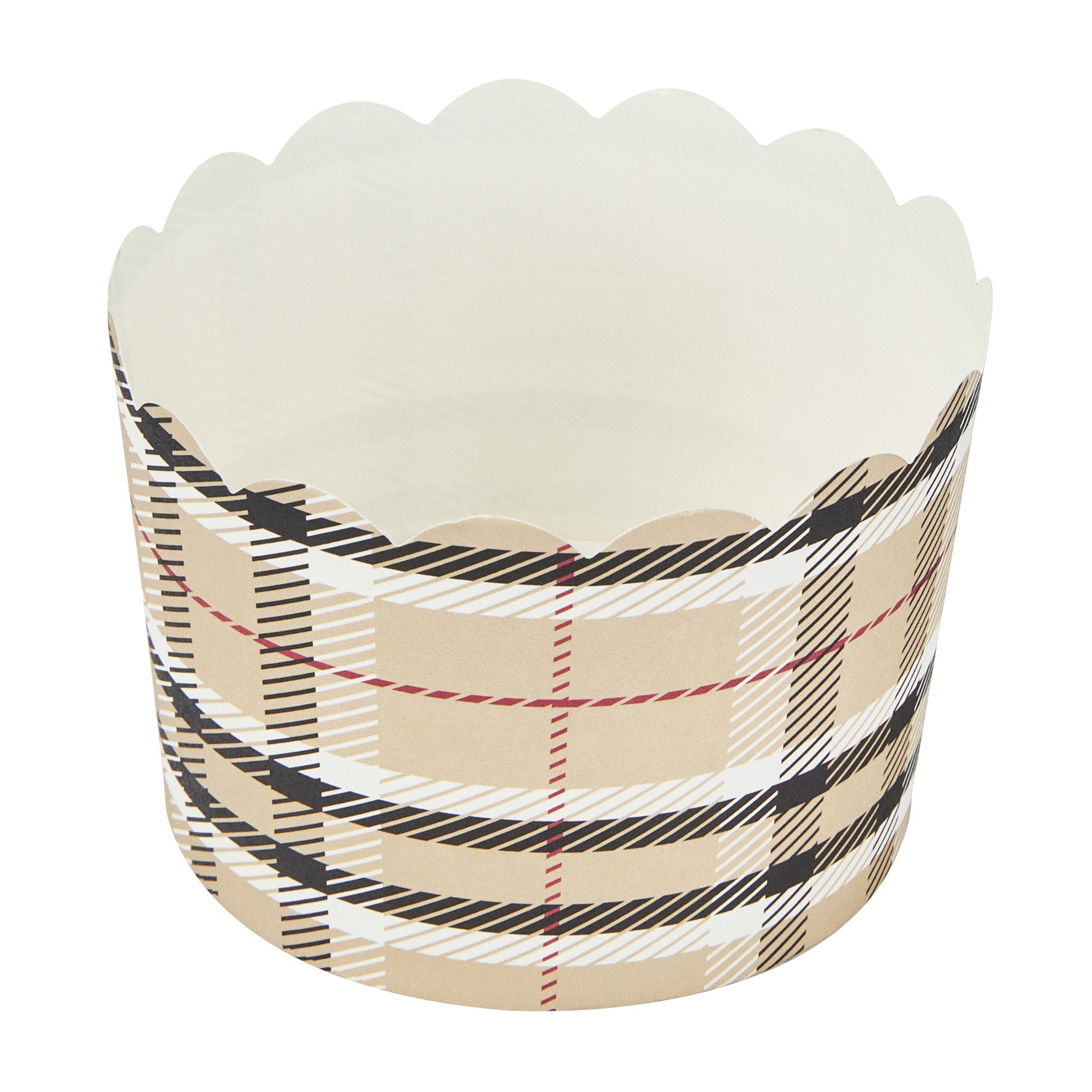 Panificio 10 oz Round Plaid Paper Jumbo Baking Cup - Scalloped - 3 1/2" x 3 1/2" x 2 1/2" - 200 count box
