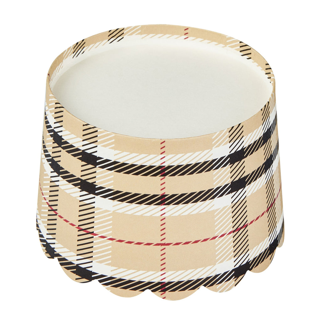 Panificio 10 oz Round Plaid Paper Jumbo Baking Cup - Scalloped - 3 1/2" x 3 1/2" x 2 1/2" - 200 count box