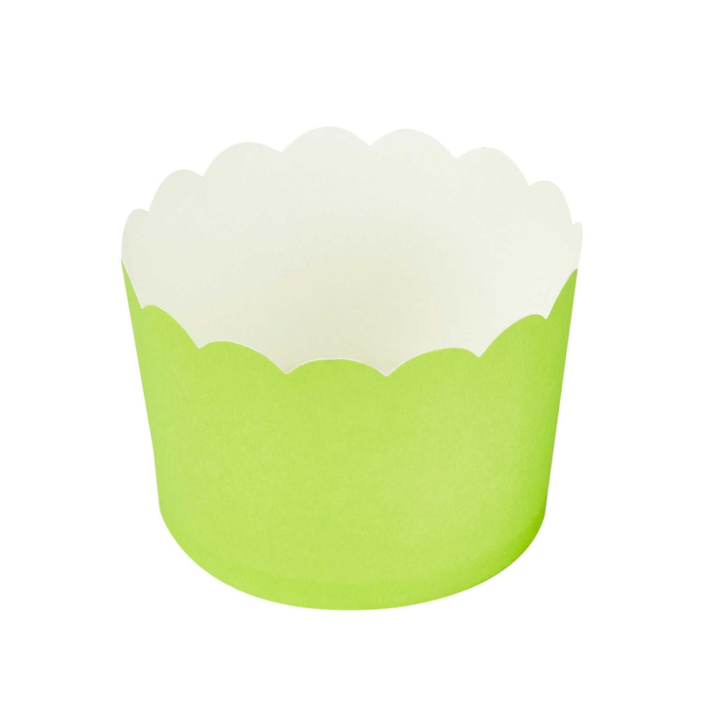 Panificio 10 oz Round Eco Green Paper Jumbo Baking Cup - Scalloped - 3 1/2" x 3 1/2" x 2 1/2" - 200 count box