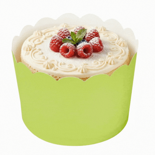 Panificio 10 oz Round Eco Green Paper Jumbo Baking Cup - Scalloped - 3 1/2" x 3 1/2" x 2 1/2" - 200 count box