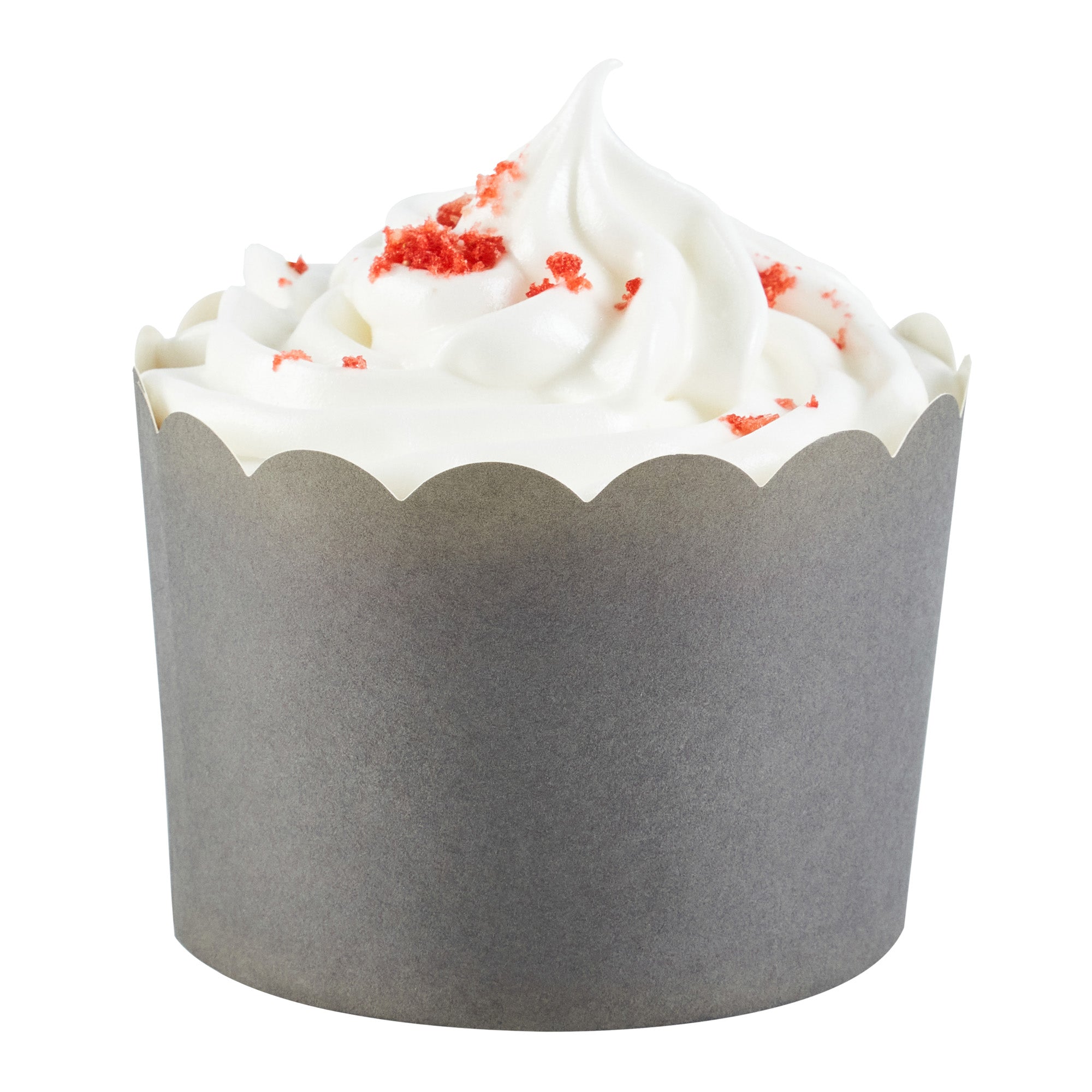 Panificio 10 oz Round Gray Paper Jumbo Baking Cup - Scalloped - 3 1/2" x 3 1/2" x 2 1/2" - 200 count box
