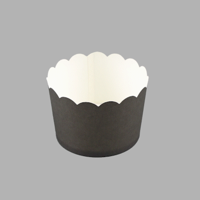 Panificio 10 oz Round Gray Paper Jumbo Baking Cup - Scalloped - 3 1/2" x 3 1/2" x 2 1/2" - 200 count box