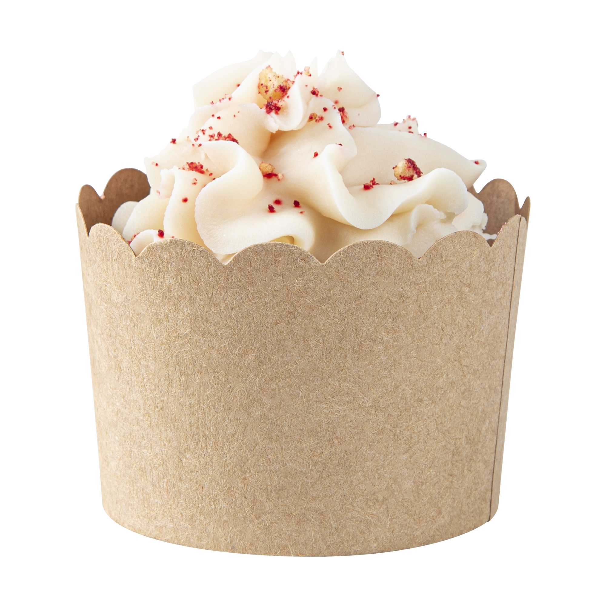 Panificio 10 oz Kraft Paper Jumbo Baking Cup - Scalloped - 3 1/2" x 3 1/2" x 2 1/2" - 200 count box