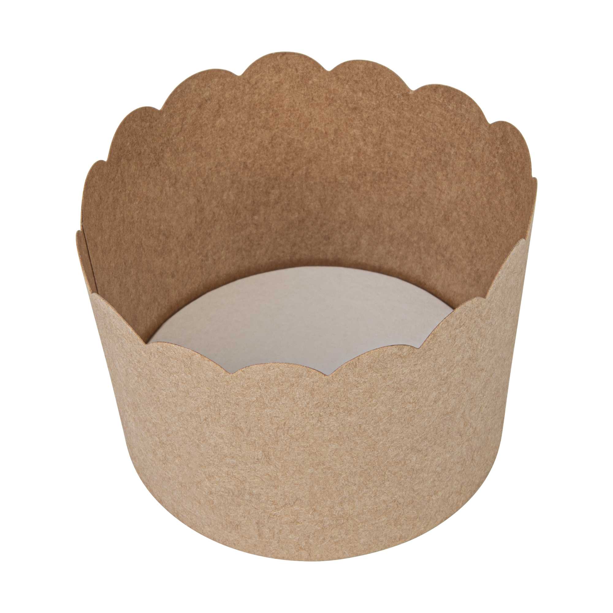 Panificio 10 oz Kraft Paper Jumbo Baking Cup - Scalloped - 3 1/2" x 3 1/2" x 2 1/2" - 200 count box