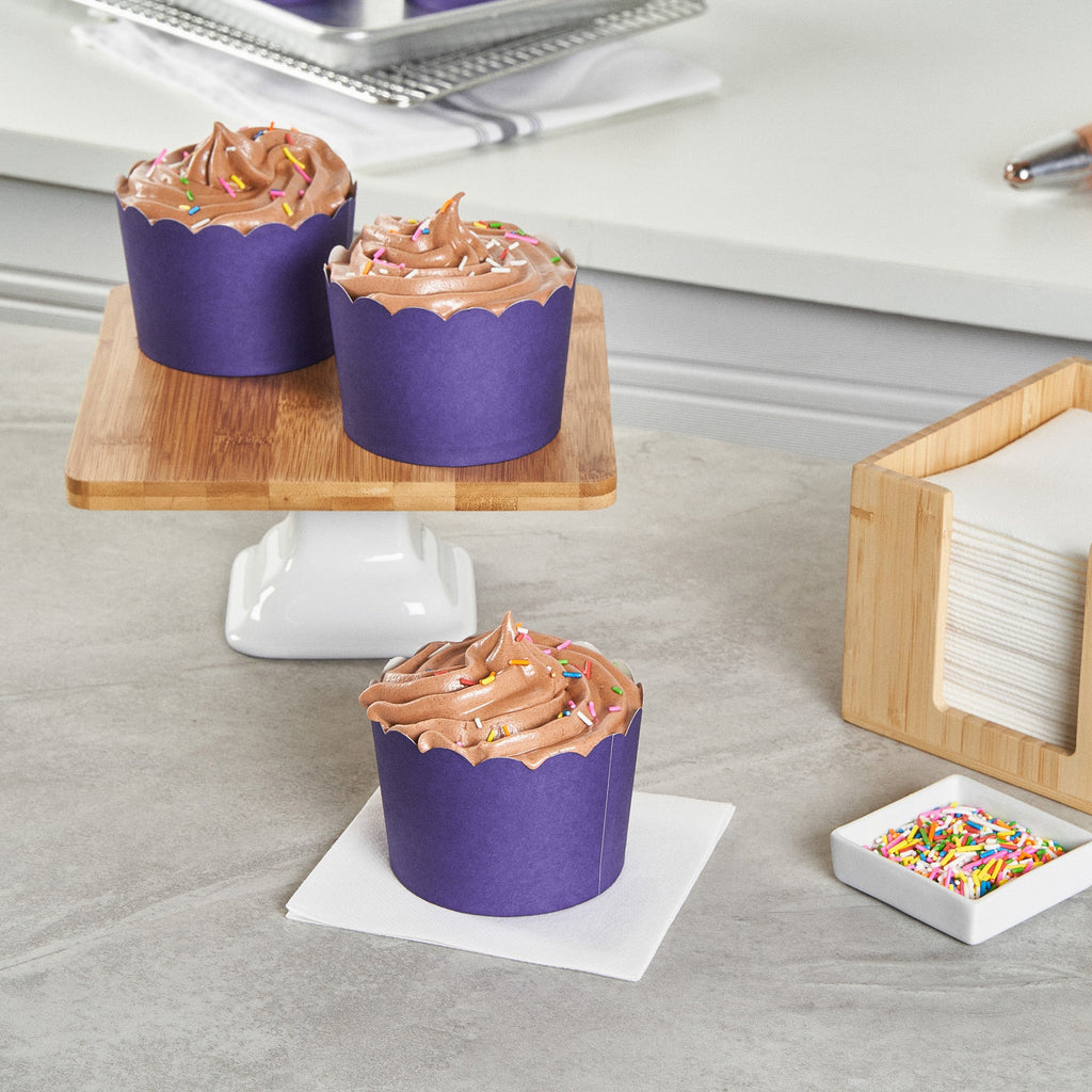 Panificio 10 oz Round Purple Paper Jumbo Baking Cup - Scalloped - 3 1/2" x 3 1/2" x 2 1/2" - 200 count box