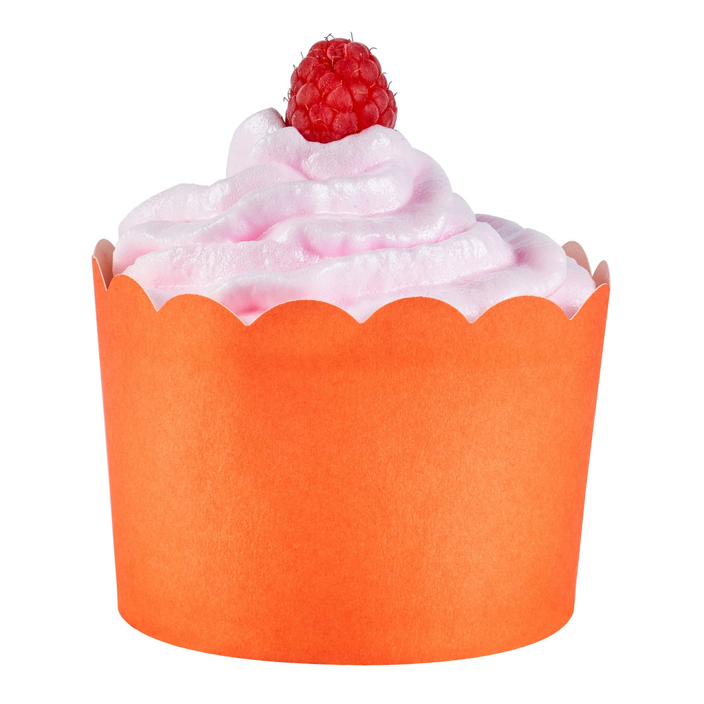 Panificio 10 oz Round Tangerine Paper Jumbo Baking Cup - Scalloped - 3 1/2" x 3 1/2" x 2 1/2" - 200 count box