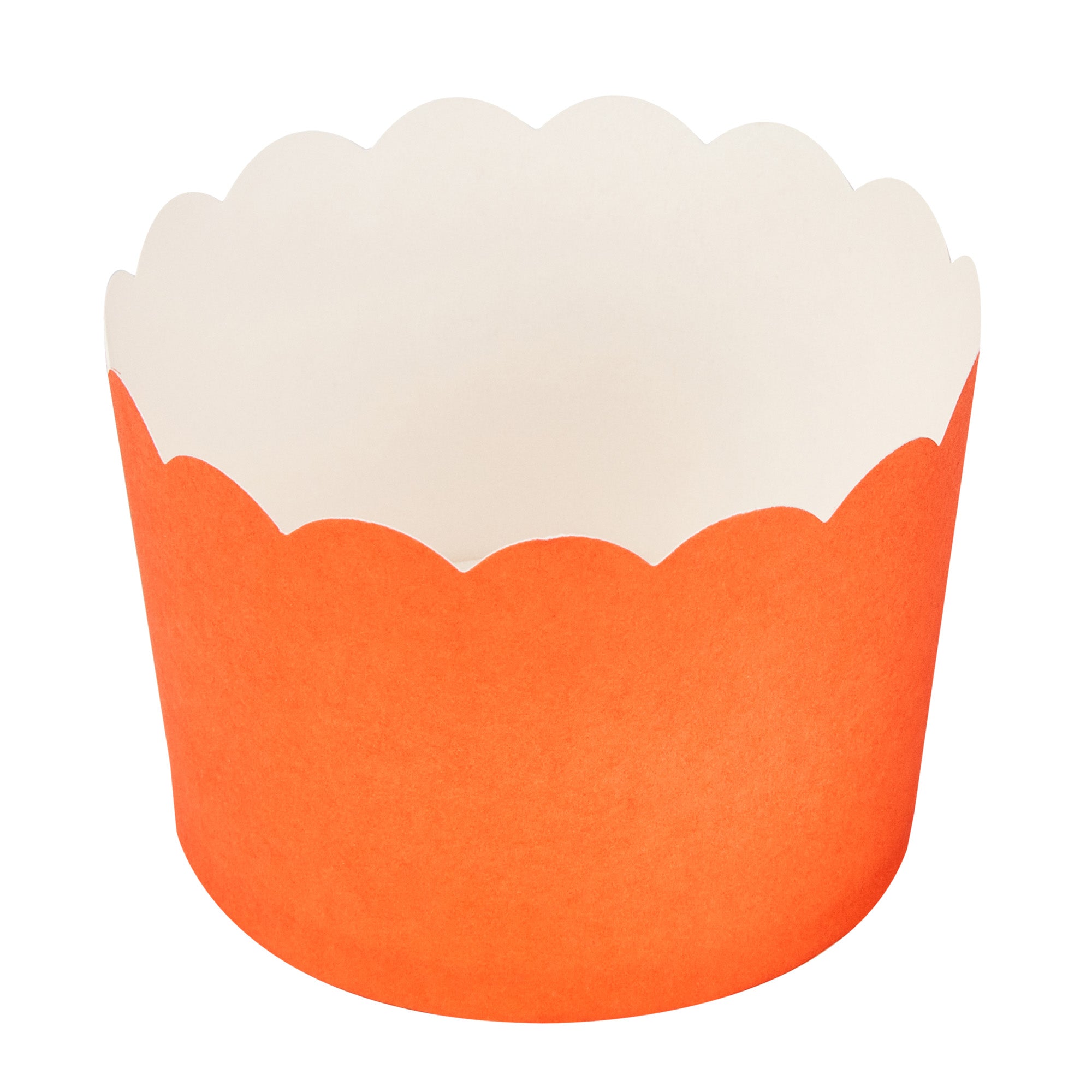 Panificio 10 oz Round Tangerine Paper Jumbo Baking Cup - Scalloped - 3 1/2" x 3 1/2" x 2 1/2" - 200 count box