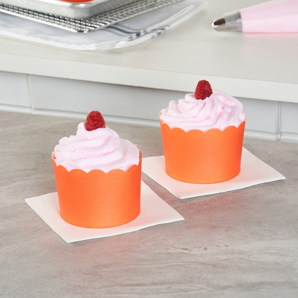 Panificio 10 oz Round Tangerine Paper Jumbo Baking Cup - Scalloped - 3 1/2" x 3 1/2" x 2 1/2" - 200 count box