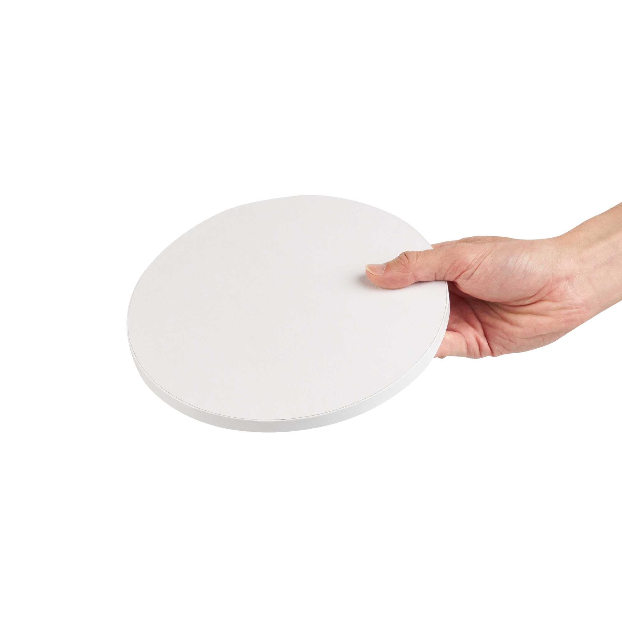 Pastry Tek Round White Cardboard Cake Drum Board - Covered Edge - 8" x 8" x 1/2" - 1 count box