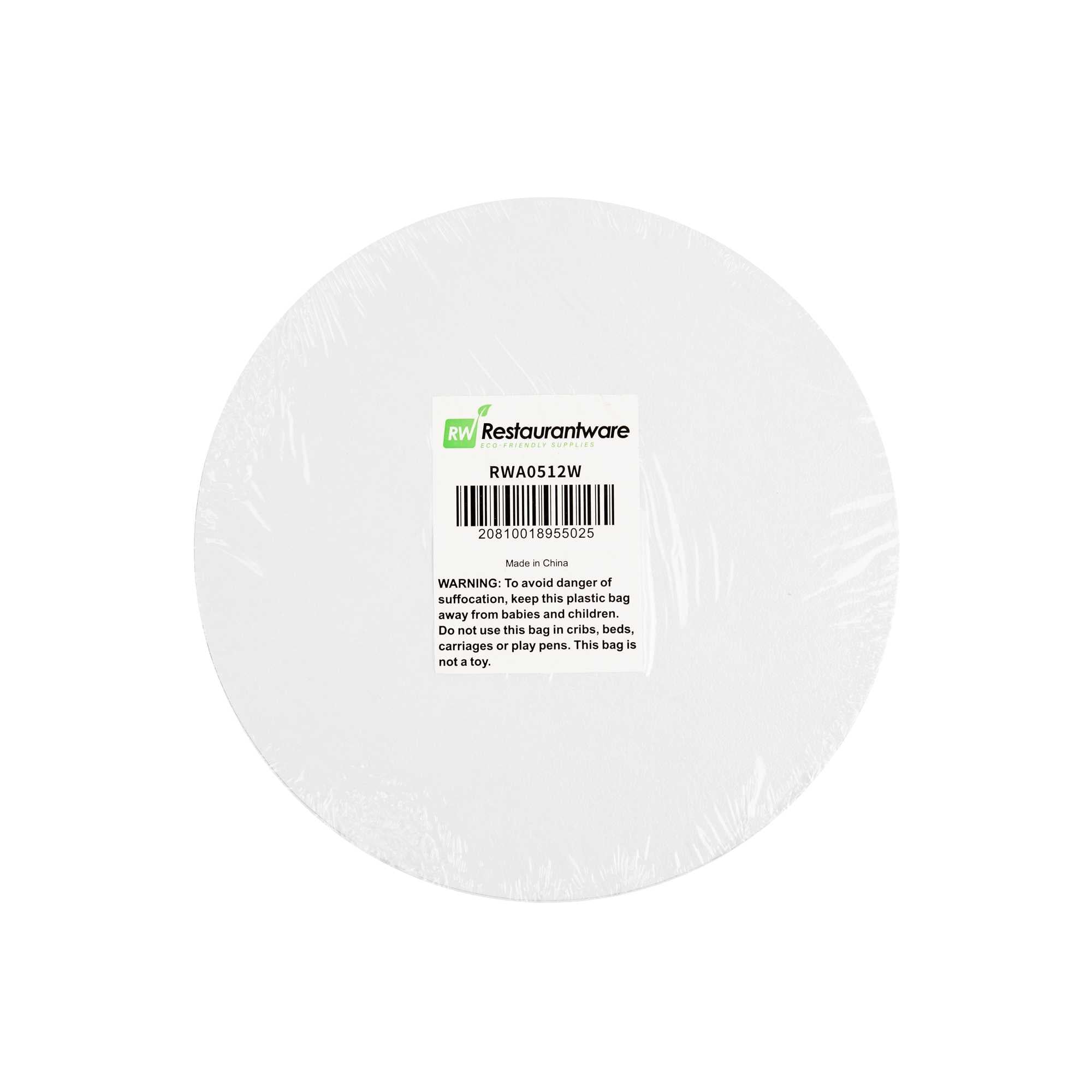 Pastry Tek Round White Cardboard Cake Drum Board - Covered Edge - 8" x 8" x 1/2" - 1 count box