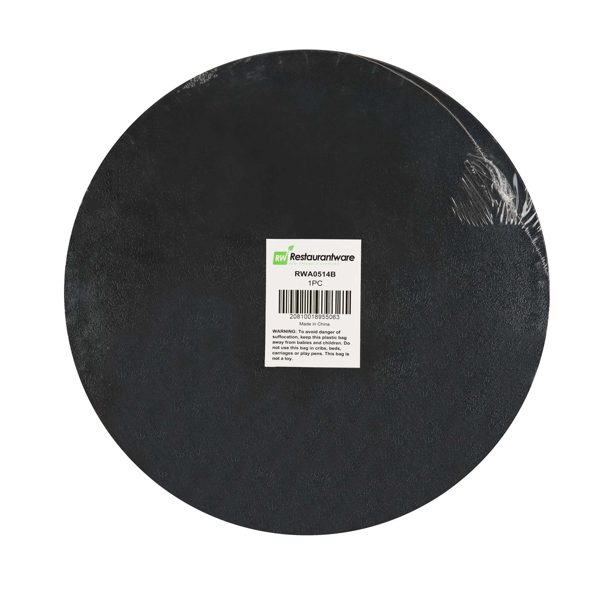 Pastry Tek Round Black Cardboard Cake Drum Board - Covered Edge - 12" x 12" x 1/2" - 1 count box