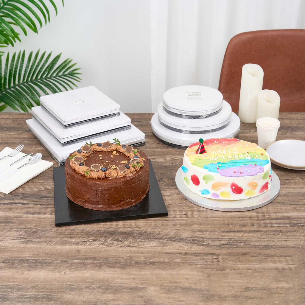 Pastry Tek Round Black Cardboard Cake Drum Board - Covered Edge - 12" x 12" x 1/2" - 1 count box