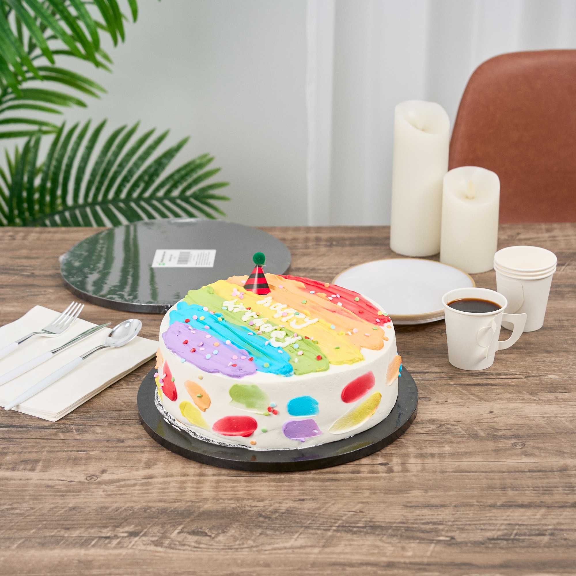 Pastry Tek Round Black Cardboard Cake Drum Board - Covered Edge - 12" x 12" x 1/2" - 1 count box